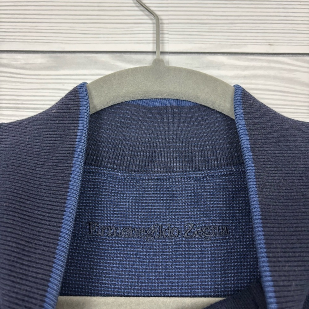 Ermenegildo Zegna Navy Blue Full Zip Cardigan Sweater Jacket Large View 6